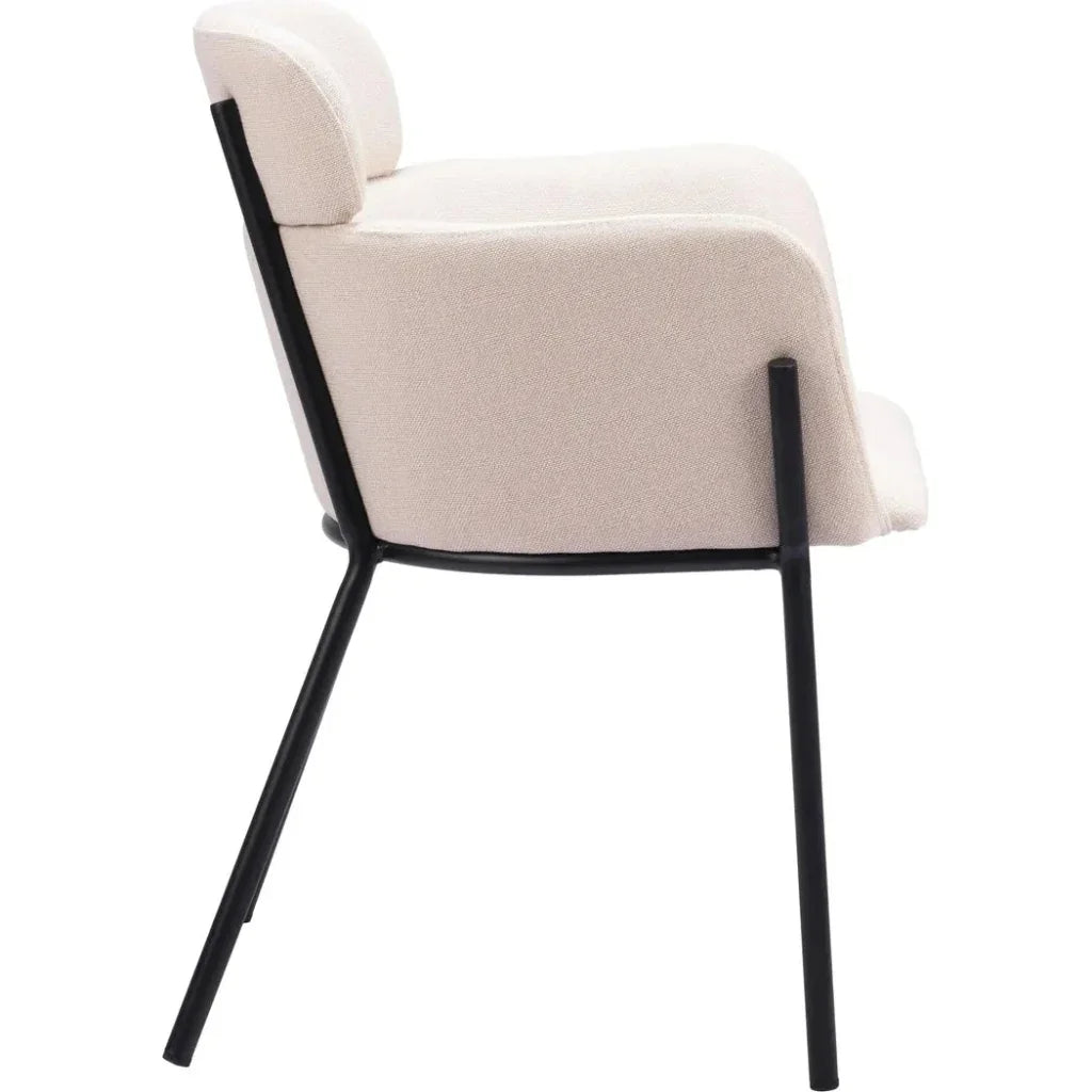 Bremor Steel Beige Dining Arm Chair 2PC - LOOMLAN - Zuo Modern - Dining Chairs