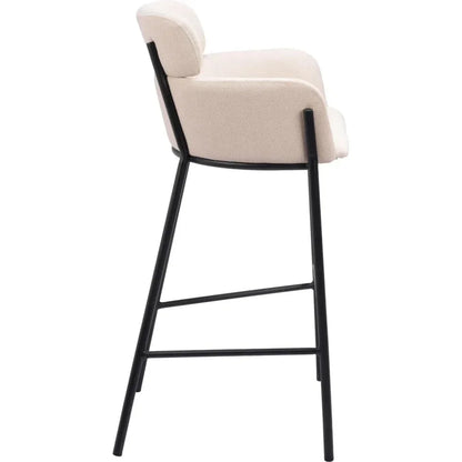 Bremor Steel Beige Barstool - LOOMLAN - Zuo Modern - Bar Stools