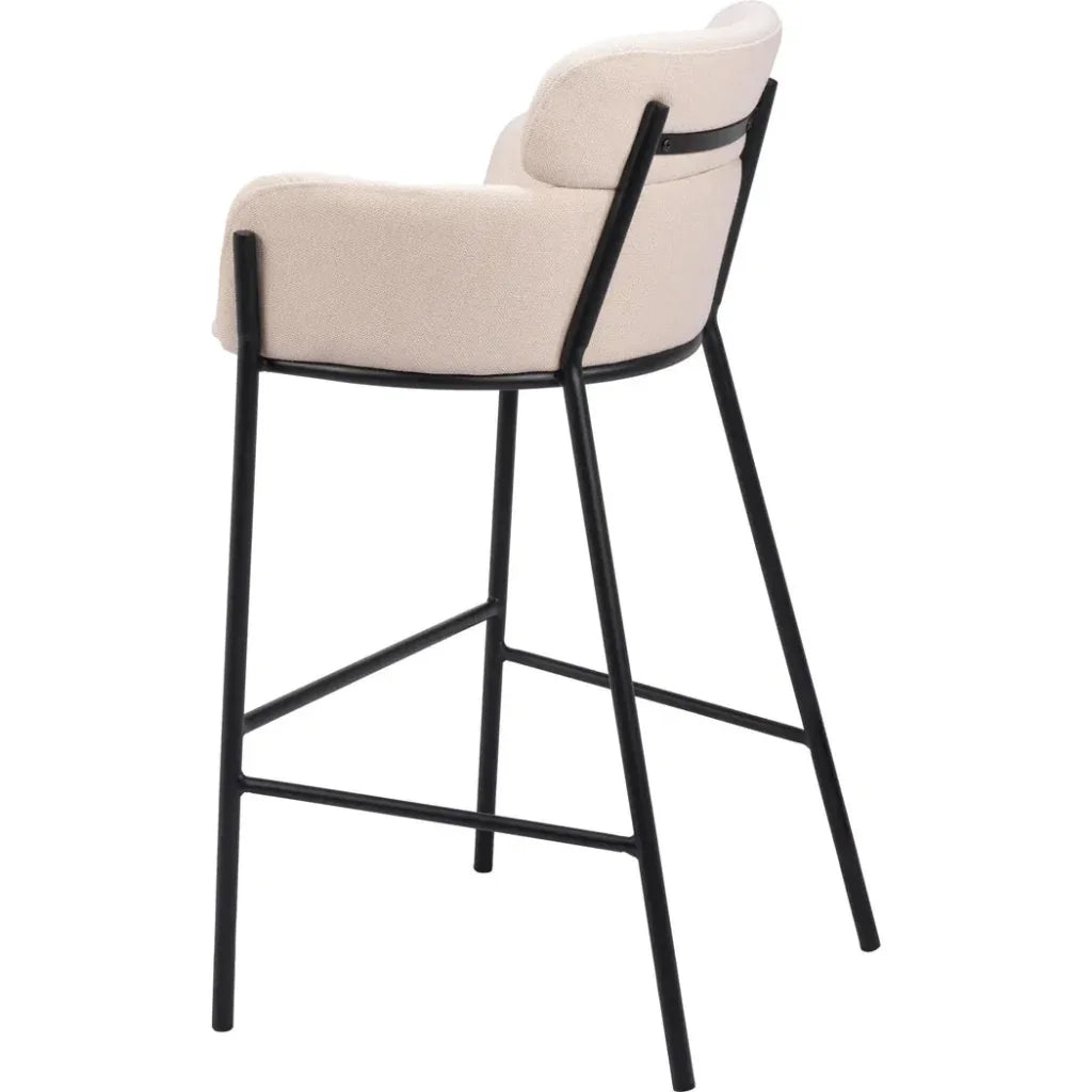 Bremor Steel Beige Barstool - LOOMLAN - Zuo Modern - Bar Stools