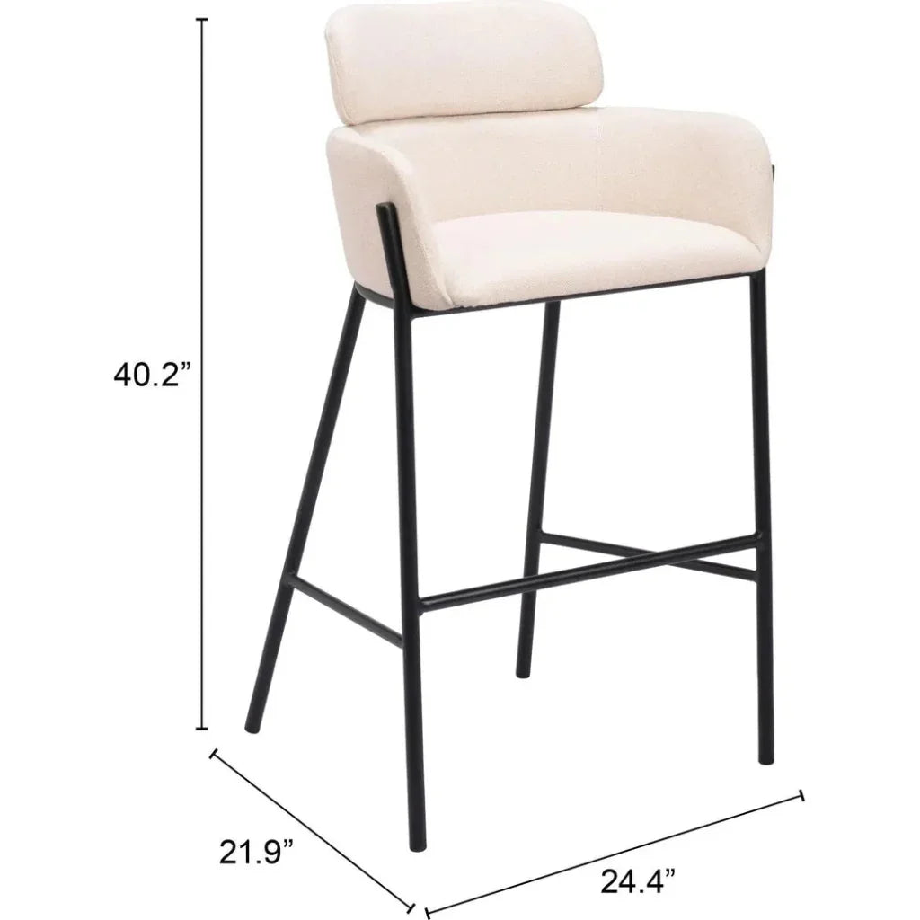 Bremor Steel Beige Barstool - LOOMLAN - Zuo Modern - Bar Stools