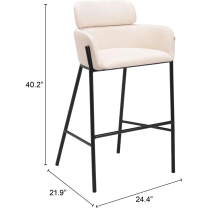 Bremor Steel Beige Barstool - LOOMLAN - Zuo Modern - Bar Stools