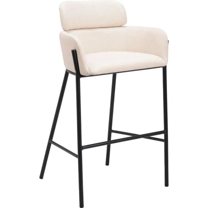 Bremor Steel Beige Barstool - LOOMLAN - Zuo Modern - Bar Stools