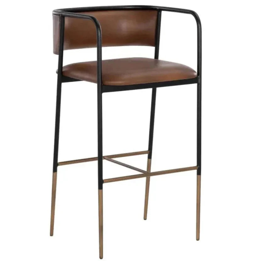 Brenan Leather Effortlessly Barstool - LOOMLAN - SUNPAN - Bar Stools