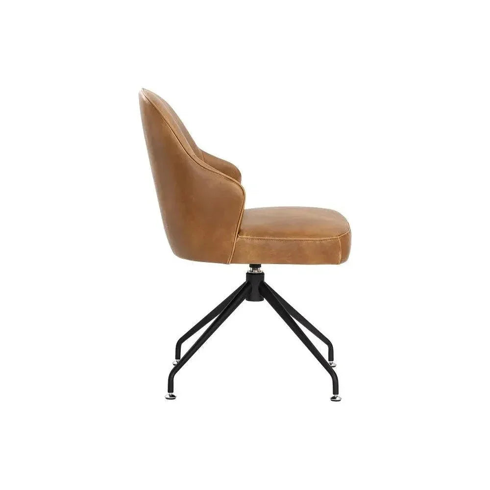 Bretta Leather Swivel Armless Dining Chair - LOOMLAN - SUNPAN - Dining Chairs