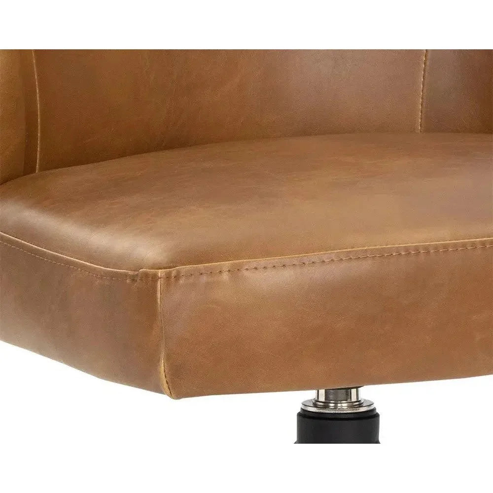 Bretta Leather Swivel Armless Dining Chair - LOOMLAN - SUNPAN - Dining Chairs