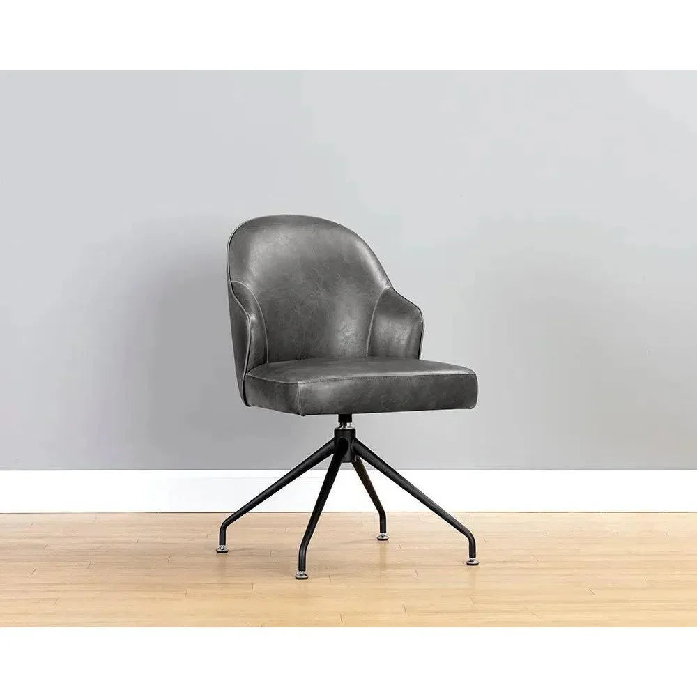 Bretta Leather Swivel Armless Dining Chair - LOOMLAN - SUNPAN - Dining Chairs