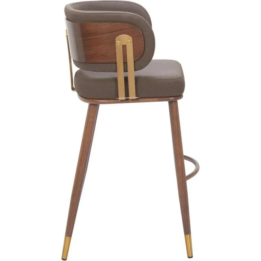 Brew Wood and Steel Brown Barstool 2PC - LOOMLAN - Zuo Modern - Bar Stools