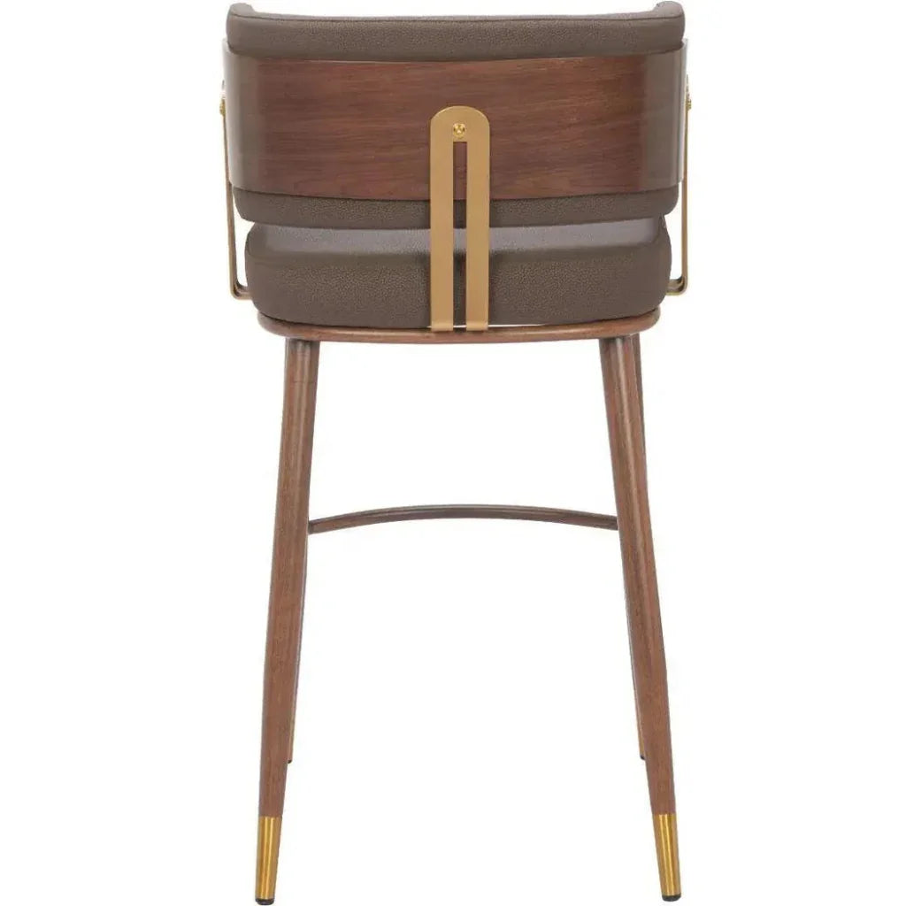 Brew Wood and Steel Brown Barstool 2PC - LOOMLAN - Zuo Modern - Bar Stools