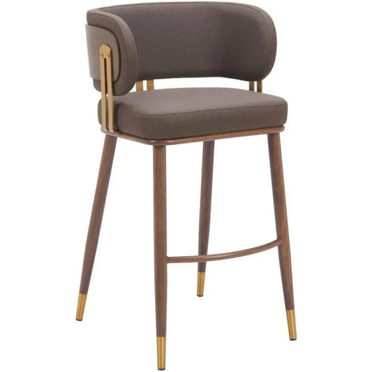 Brew Wood and Steel Brown Barstool 2PC - LOOMLAN - Zuo Modern - Bar Stools