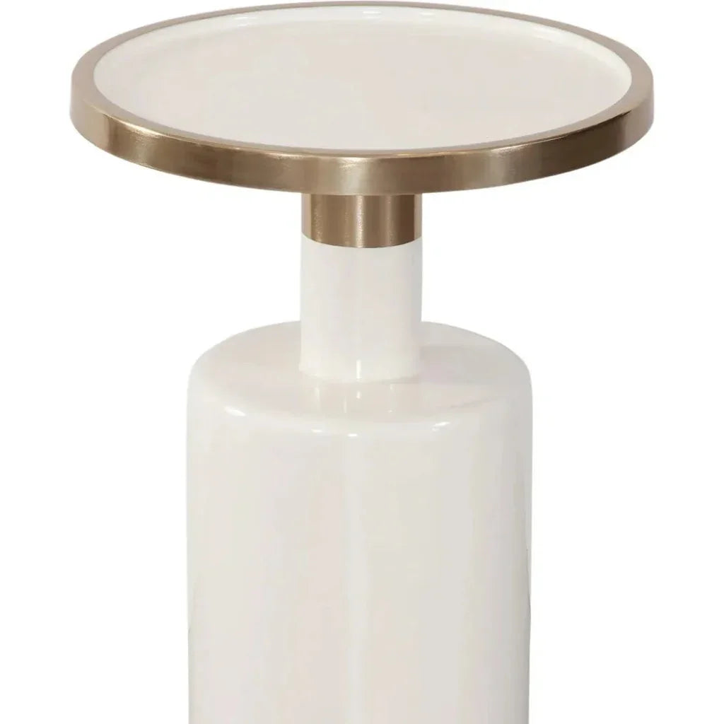 Brice Iron White Round Accent Table - LOOMLAN - Bassett Mirror - Side Tables