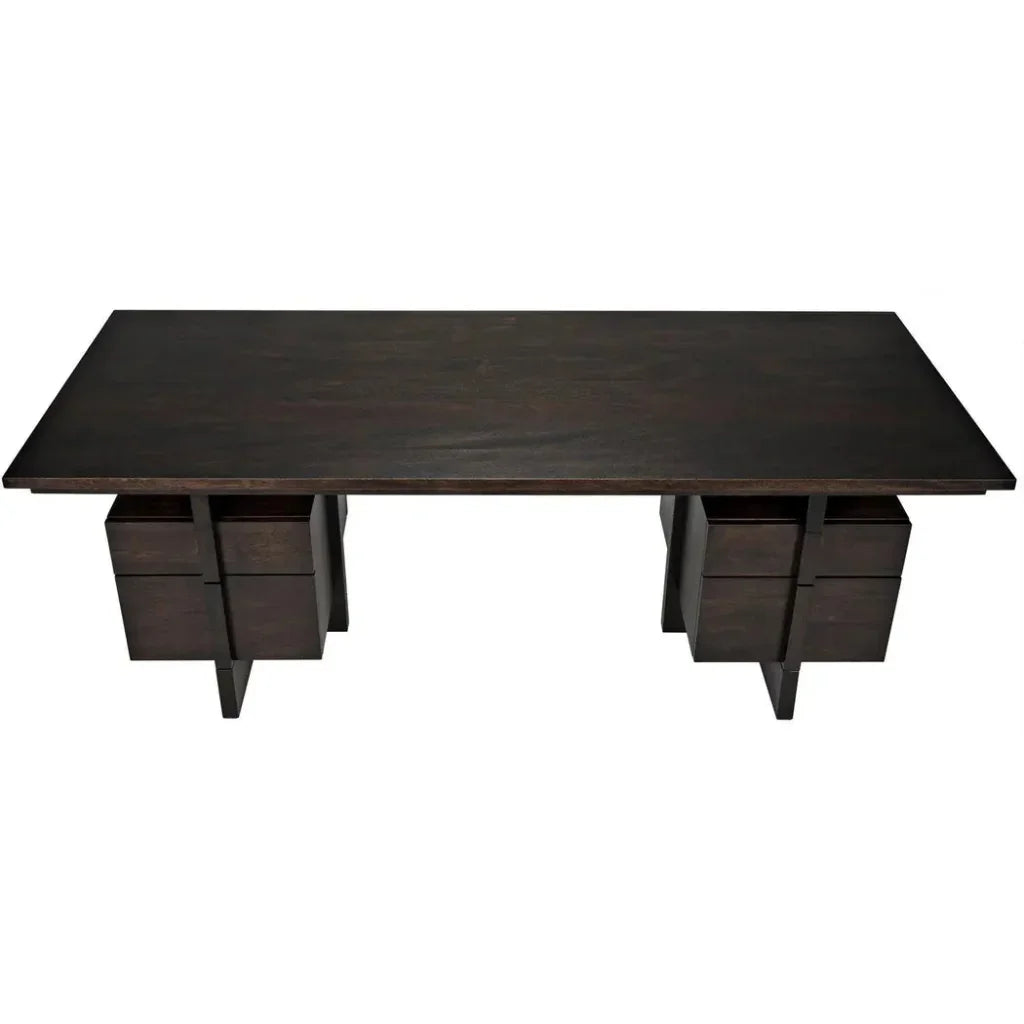 Bridge Desk, Ebony Walnut Wood Unique Desk Drawers-Home Office Desks-Noir-LOOMLAN