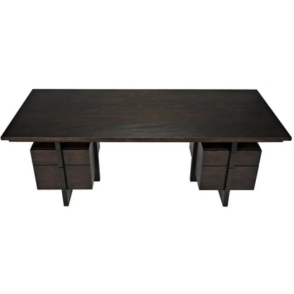 Bridge Desk, Ebony Walnut Wood Unique Desk Drawers-Home Office Desks-Noir-LOOMLAN