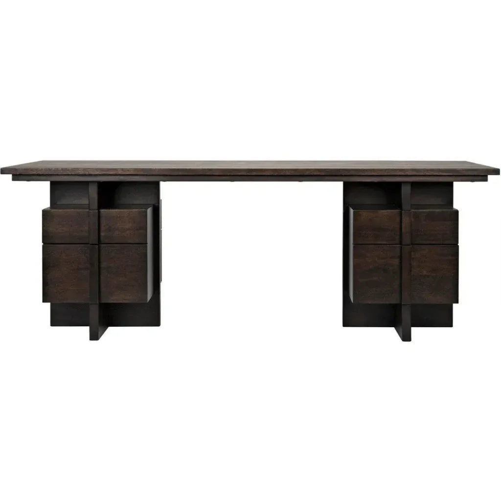 Bridge Desk, Ebony Walnut Wood Unique Desk Drawers-Home Office Desks-Noir-LOOMLAN