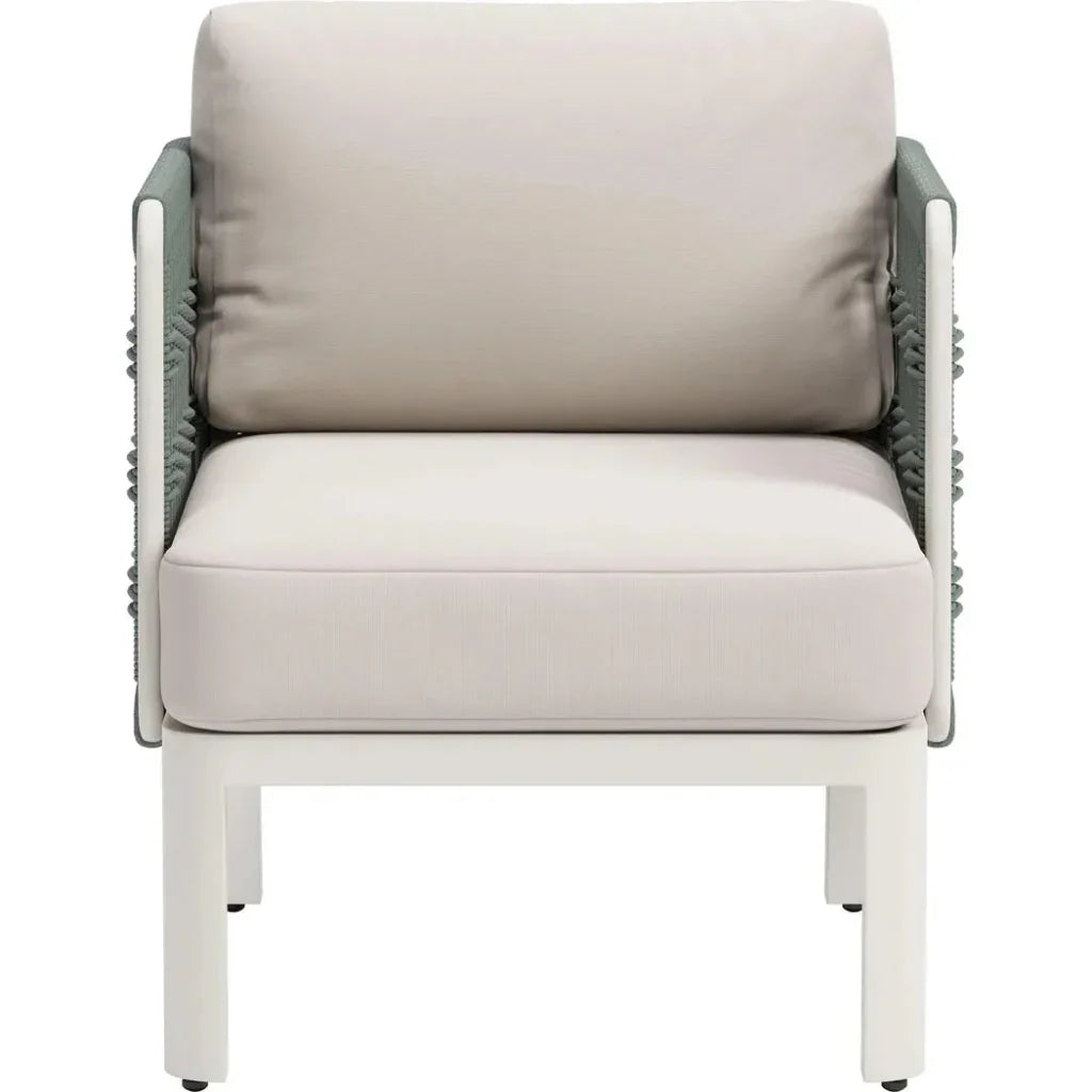 Bridgehampton Aluminum White Armchair-Outdoor Accent Chairs-Zuo Modern-LOOMLAN