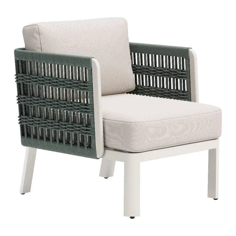 Bridgehampton Aluminum White Armchair-Outdoor Accent Chairs-Zuo Modern-LOOMLAN