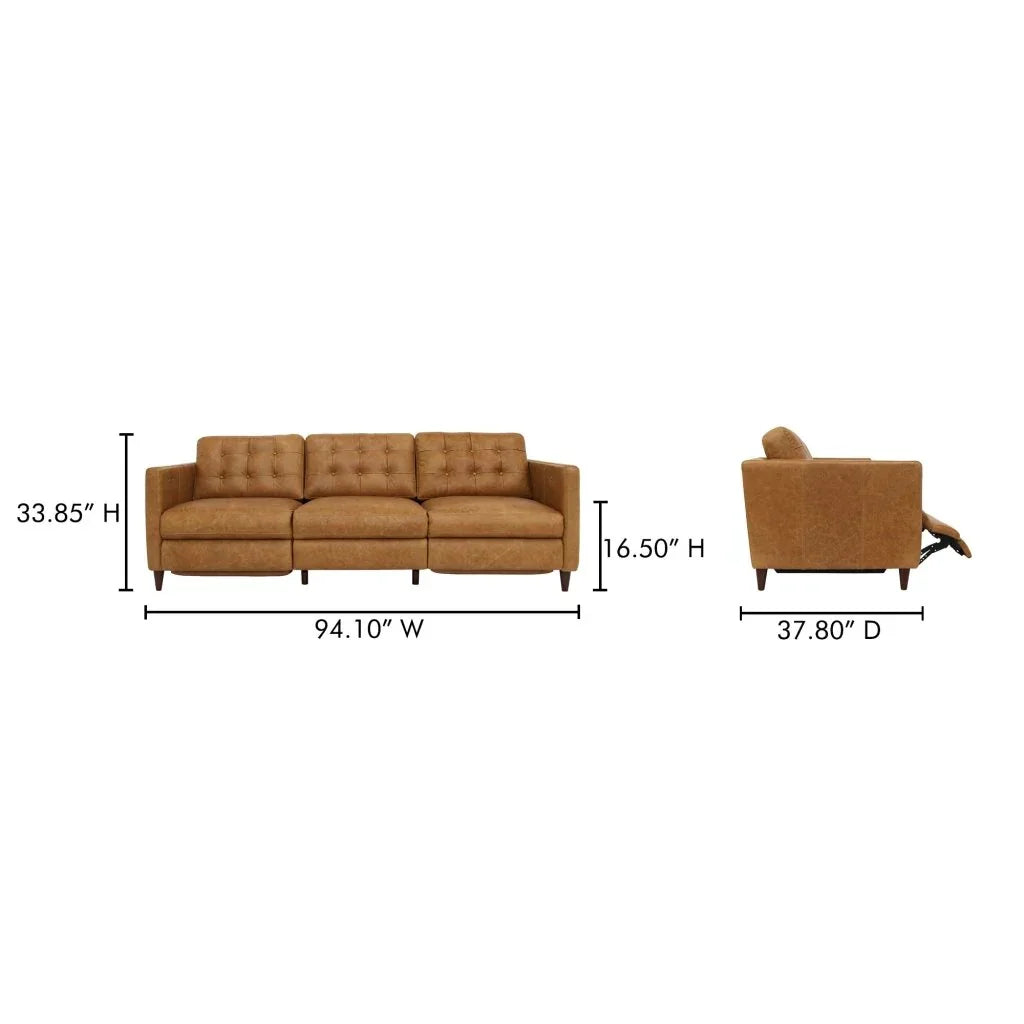 Bridgers Dual Controls Power Recliner Sofa - LOOMLAN - Moe's Home - Sofas & Loveseats