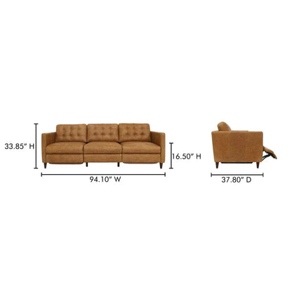Bridgers Dual Controls Power Recliner Sofa - LOOMLAN - Moe's Home - Sofas & Loveseats