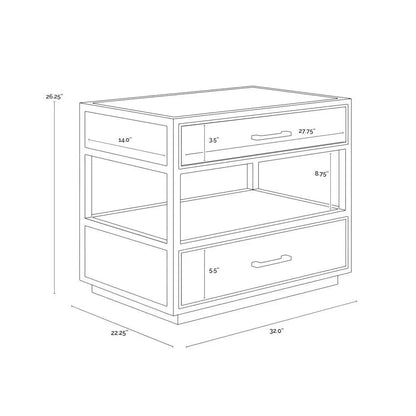 Bridgerton Nightstand Modern With Handles - LOOMLAN - SUNPAN - Nightstands
