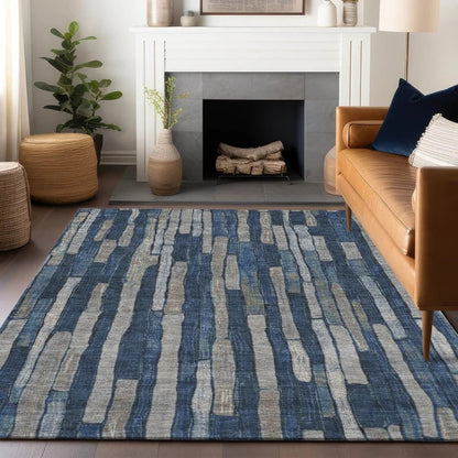 Brienna Blue Washable Indoor - Outdoor Rug - LOOMLAN - LOOMLAN Rugs - Outdoor Rugs