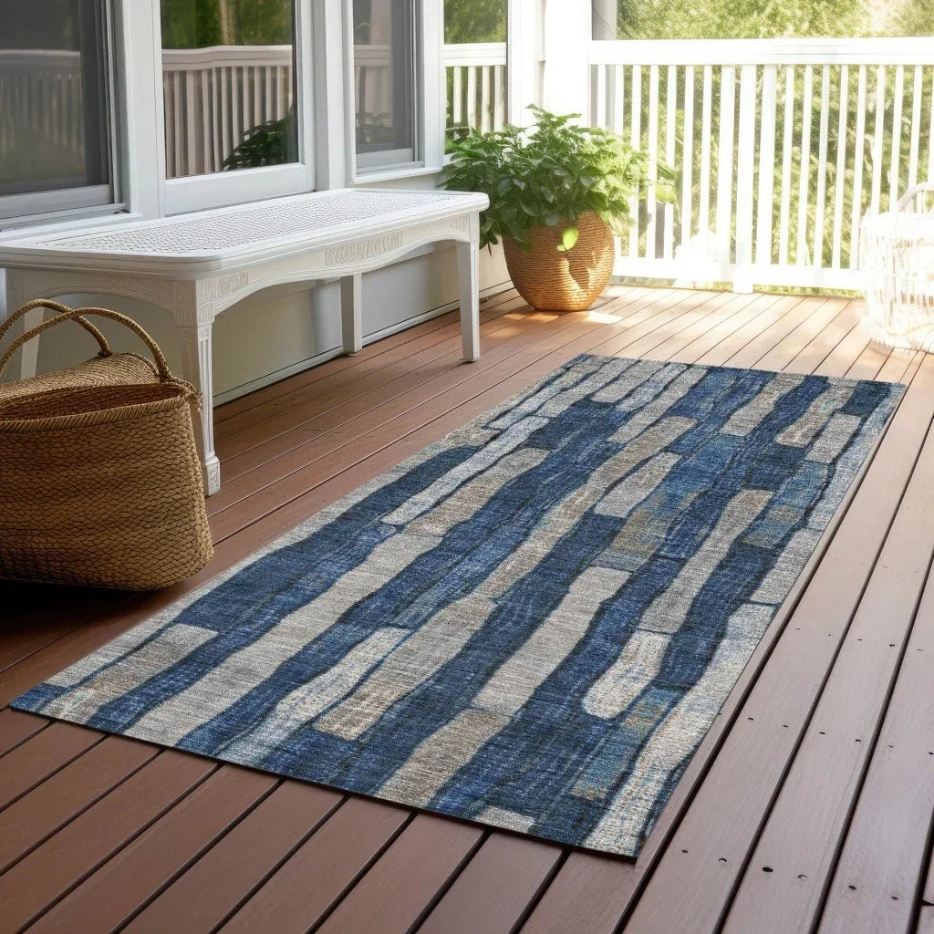 Brienna Blue Washable Indoor - Outdoor Rug - LOOMLAN - LOOMLAN Rugs - Outdoor Rugs