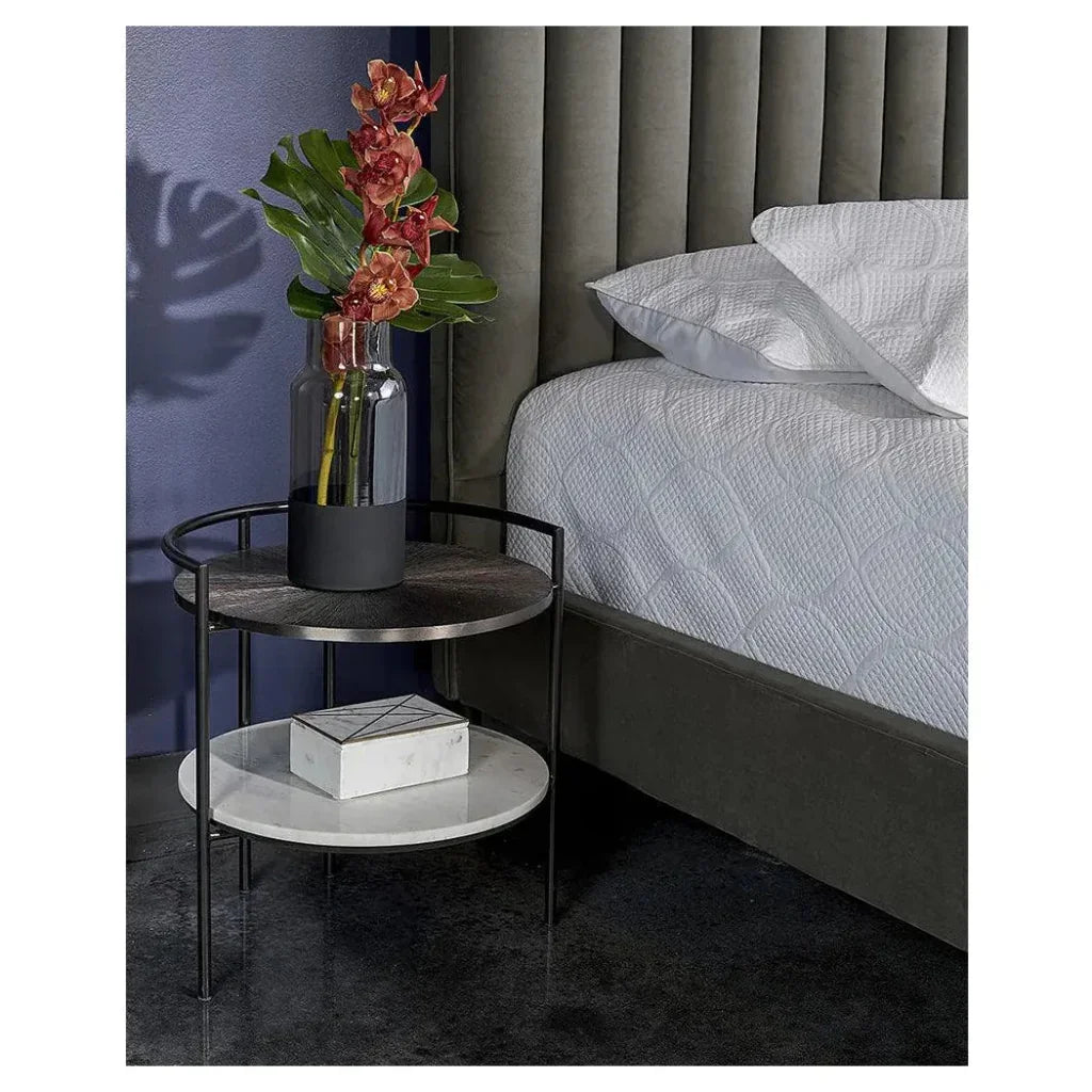 Brighton Nightstand Modern Marble And Steel - LOOMLAN - SUNPAN - Nightstands