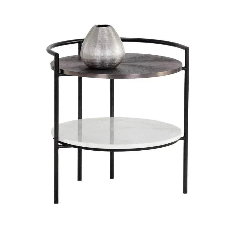 Brighton Nightstand Modern Marble And Steel - LOOMLAN - SUNPAN - Nightstands