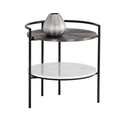 Brighton Nightstand Modern Marble And Steel - LOOMLAN - SUNPAN - Nightstands