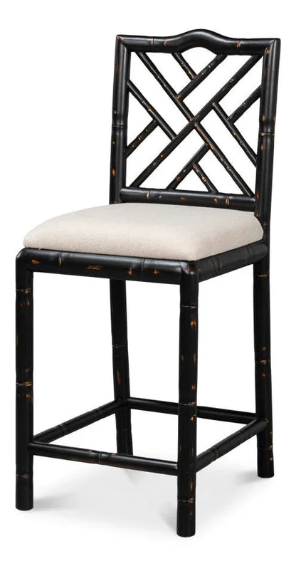 Brighton Wood Black Counter Stool - LOOMLAN - Sarreid - Counter Stools