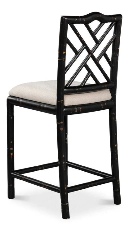 Brighton Wood Black Counter Stool - LOOMLAN - Sarreid - Counter Stools