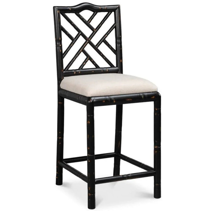 Brighton Wood Black Counter Stool - LOOMLAN - Sarreid - Counter Stools