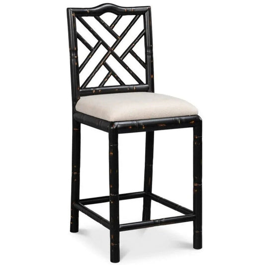 Brighton Wood Black Counter Stool - LOOMLAN - Sarreid - Counter Stools