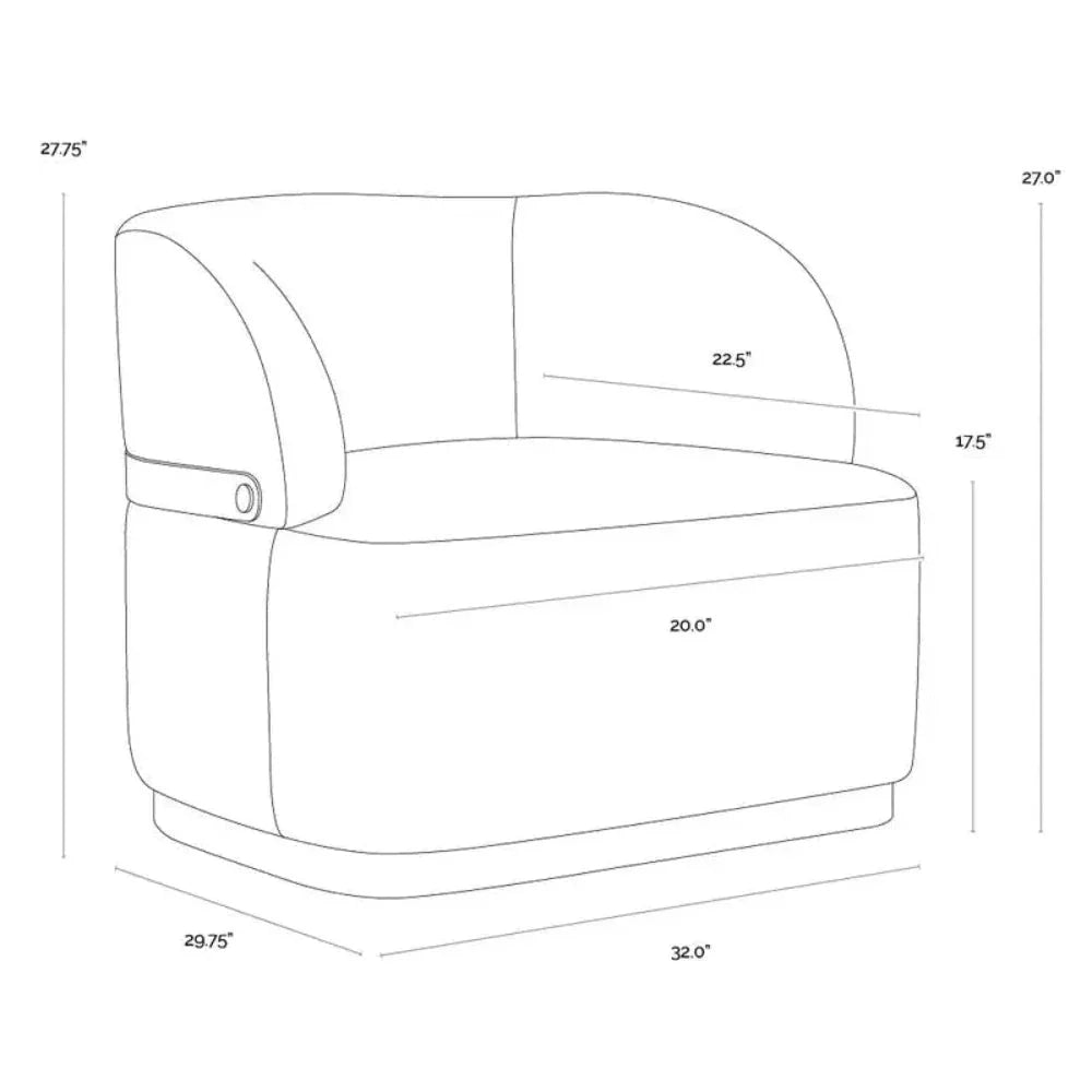 Brinda Leather Swivel Lounge Chair-Lounge Chairs-SUNPAN-LOOMLAN