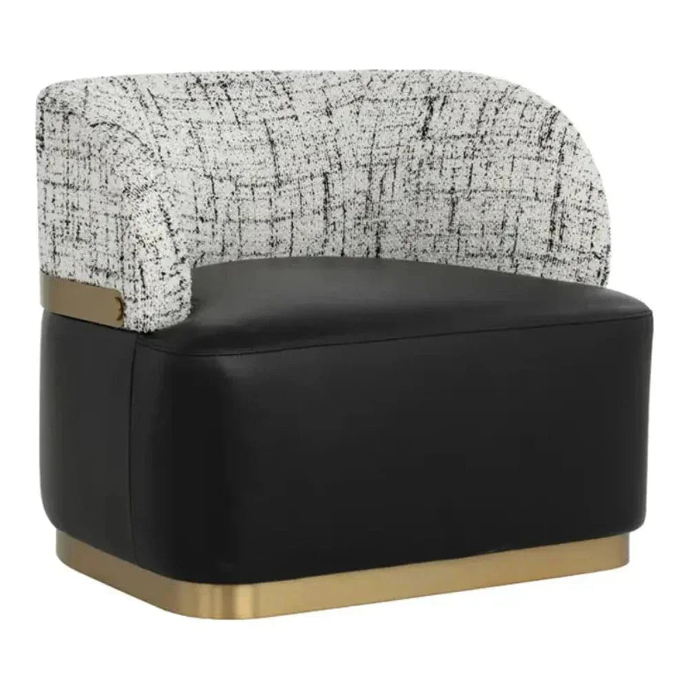 Brinda Leather Swivel Lounge Chair-Lounge Chairs-SUNPAN-Bravo Black / Halton Birch-LOOMLAN