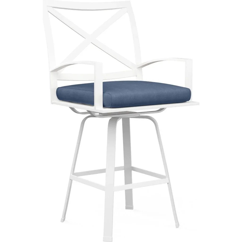 Bristol Sunbrella Swivel Outdoor Barstool-Outdoor Bar Stools-Sunset West-Spectrum Indigo-LOOMLAN