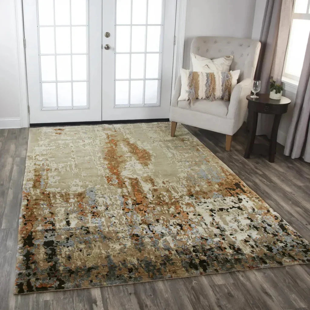 Brix Abstract Beige Large Area Rugs For Living Room - LOOMLAN - LOOMLAN - Area Rugs