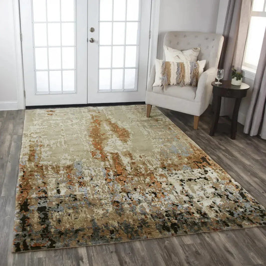 Brix Abstract Beige Large Area Rugs For Living Room - LOOMLAN - LOOMLAN - Area Rugs