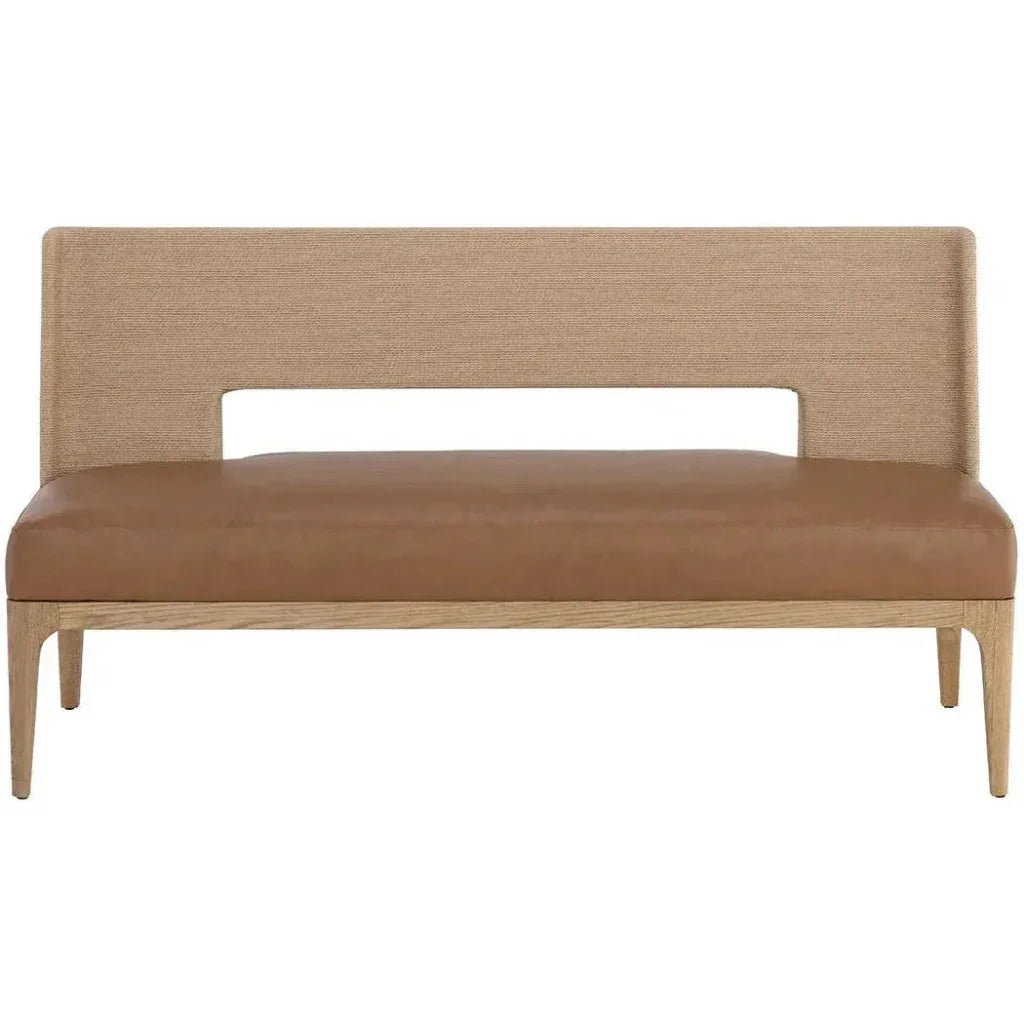 Brocco Banquette Cognac Faux Leather Bench - LOOMLAN - SUNPAN - Dining Benches