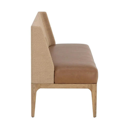 Brocco Banquette Cognac Faux Leather Bench - LOOMLAN - SUNPAN - Dining Benches