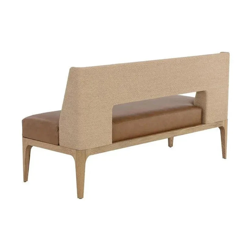 Brocco Banquette Cognac Faux Leather Bench - LOOMLAN - SUNPAN - Dining Benches