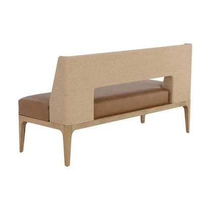 Brocco Banquette Cognac Faux Leather Bench - LOOMLAN - SUNPAN - Dining Benches