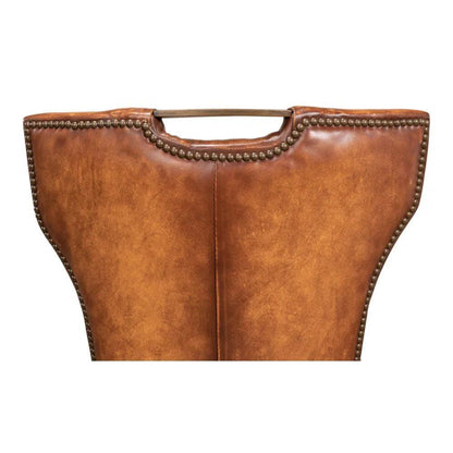 Broderick Dining Chair Brown Leather 2PC - LOOMLAN - Sarreid - Dining Chairs