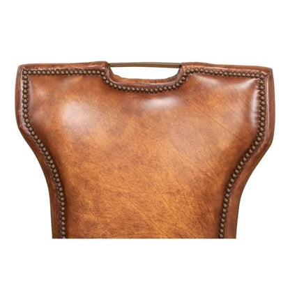 Broderick Dining Chair Brown Leather 2PC - LOOMLAN - Sarreid - Dining Chairs