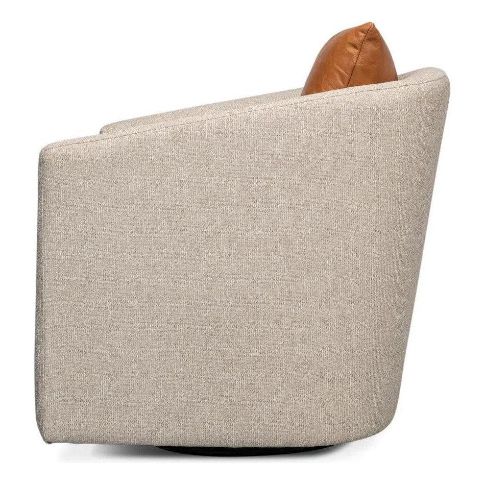 Bronson Swivel Club Chair Beige Performance - LOOMLAN - Sarreid - Club Chairs