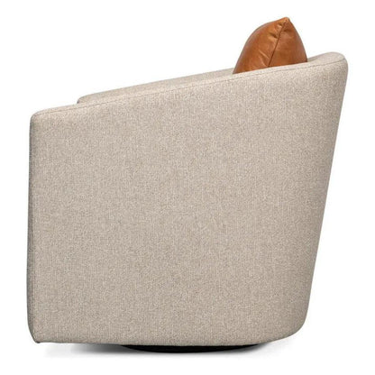 Bronson Swivel Club Chair Beige Performance - LOOMLAN - Sarreid - Club Chairs