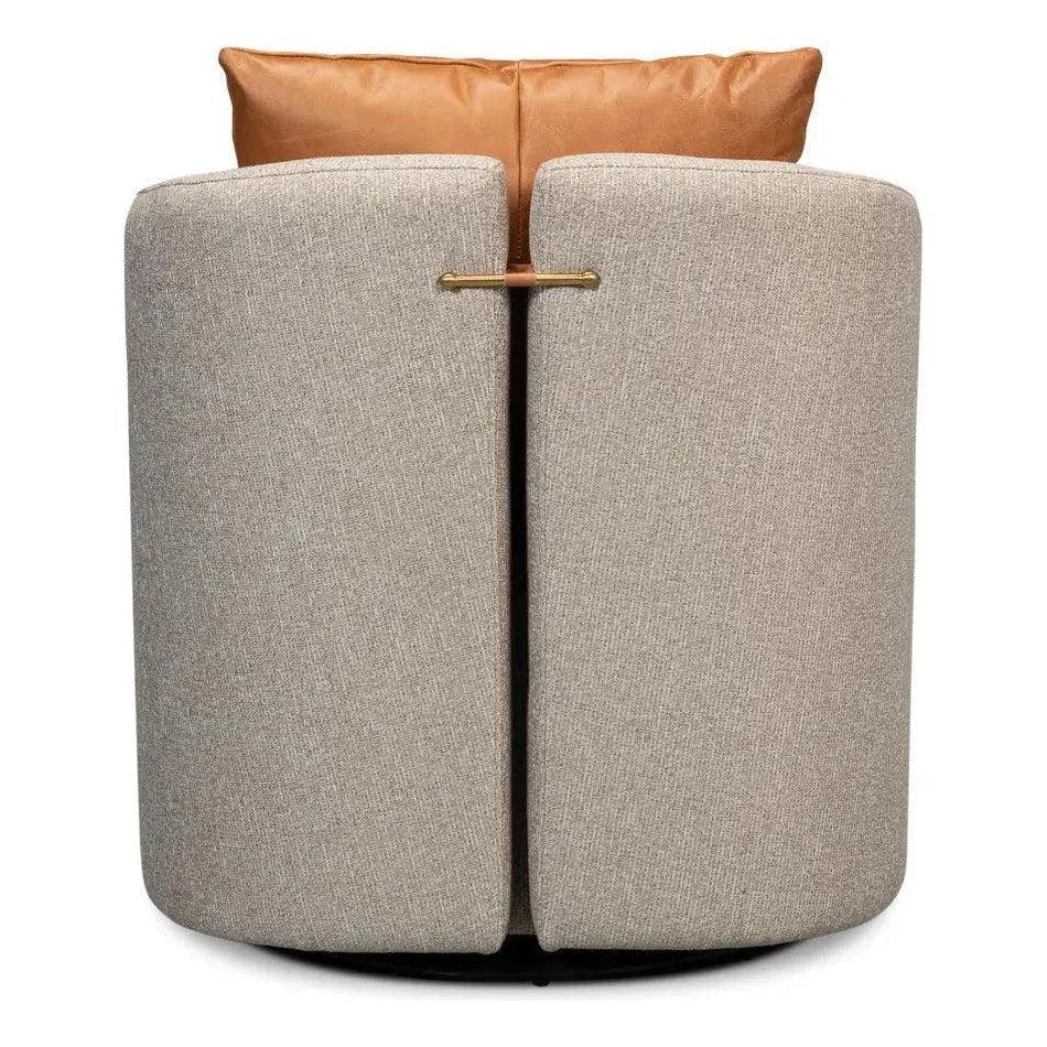Bronson Swivel Club Chair Beige Performance - LOOMLAN - Sarreid - Club Chairs