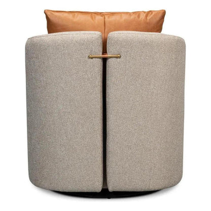 Bronson Swivel Club Chair Beige Performance - LOOMLAN - Sarreid - Club Chairs