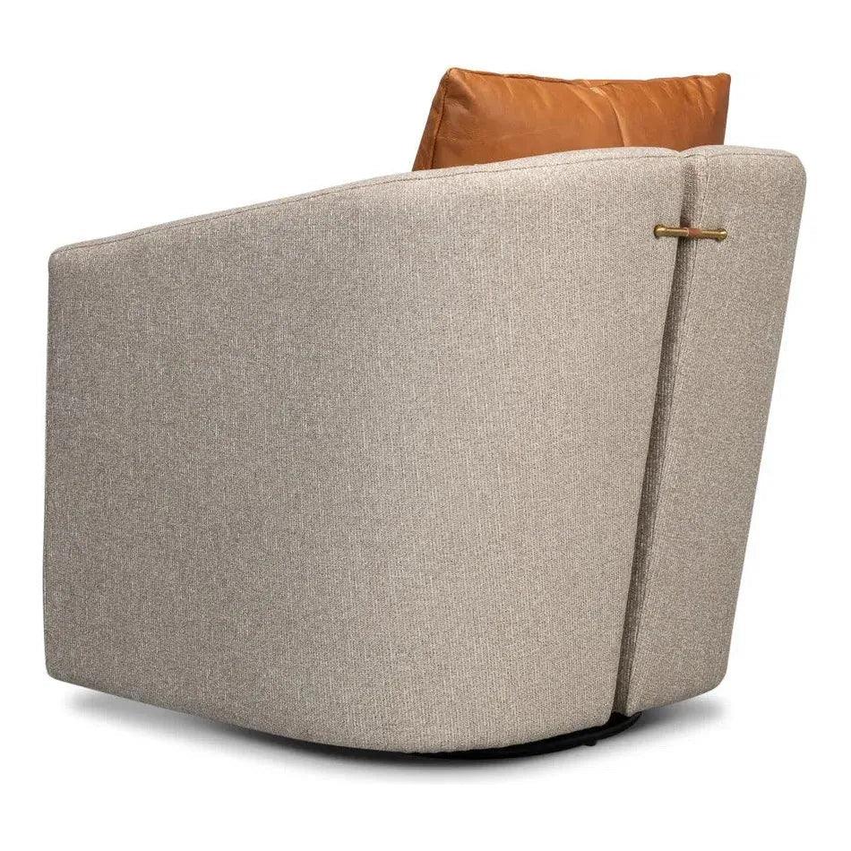 Bronson Swivel Club Chair Beige Performance - LOOMLAN - Sarreid - Club Chairs
