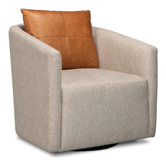 Bronson Swivel Club Chair Beige Performance - LOOMLAN - Sarreid - Club Chairs
