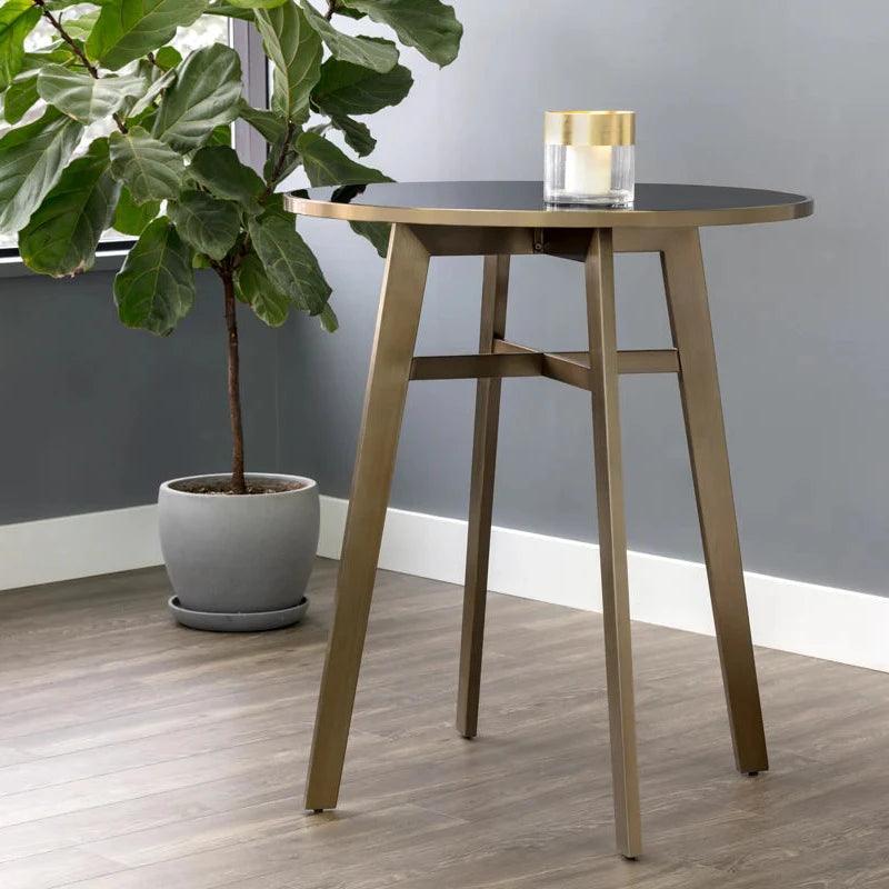 Bronx Bar Table Modern With Black Glass Top - LOOMLAN - SUNPAN - Bar Tables