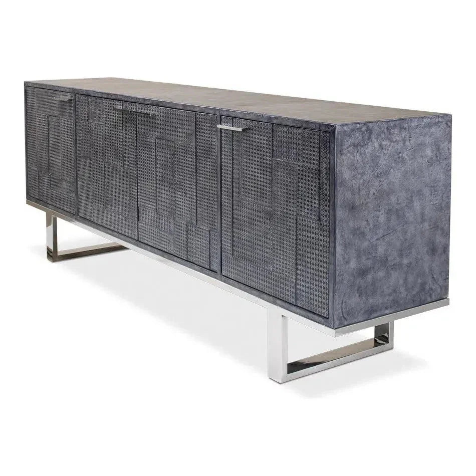 Bronzini Credenza Large Blue Cabinet for Living Room - LOOMLAN - Sarreid - Sideboards